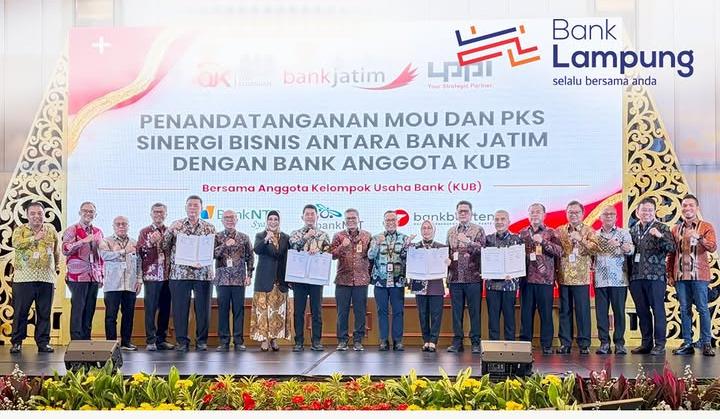 Perkuat Sinergi Bisnis, Bank Lampung Teken MoU dan PKS dengan Bank Induk KUB Bank Jatim